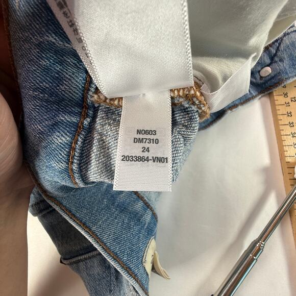 Madewell The Perfect Vintage Wide-Leg Crop Jeans Raw Hem Light Wash Size 24 - Picture 12 of 13